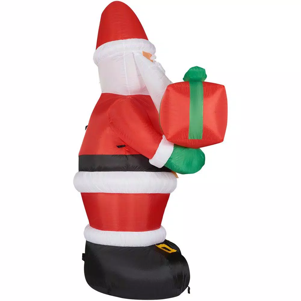Fraser Hill Farm 10 ft. Santa Claus with Gift Bag Christmas Inflatable with White Lights