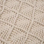 Glitzhome 18x18 Ivory Hollow-Carved Handmade Cotton Rope Pillow Cover with Tassels thumbnail 3