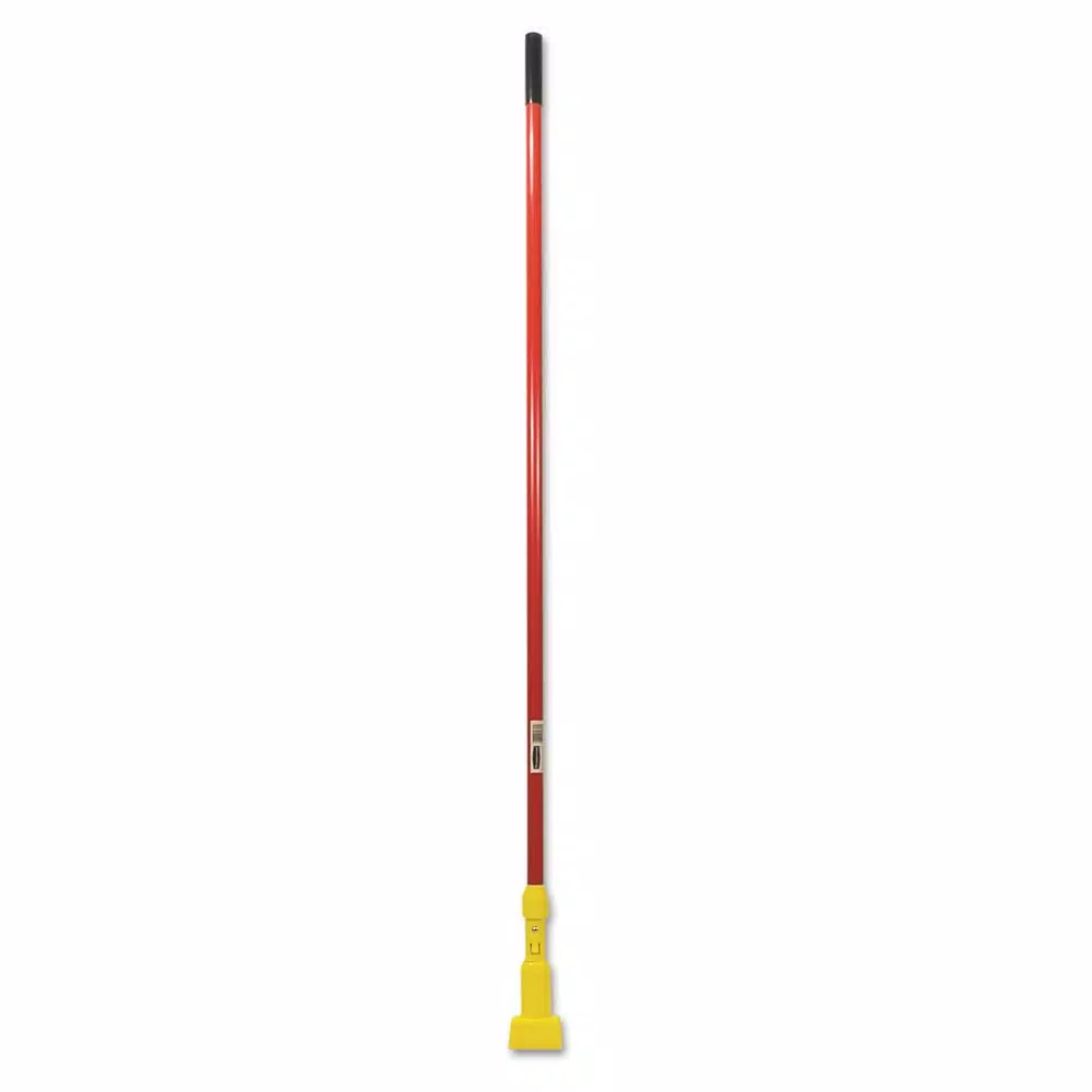 Rubbermaid Commercial Products 60 in. Fiberglass Wet Mop Handle with Yellow Plastic Clamp Head, Red