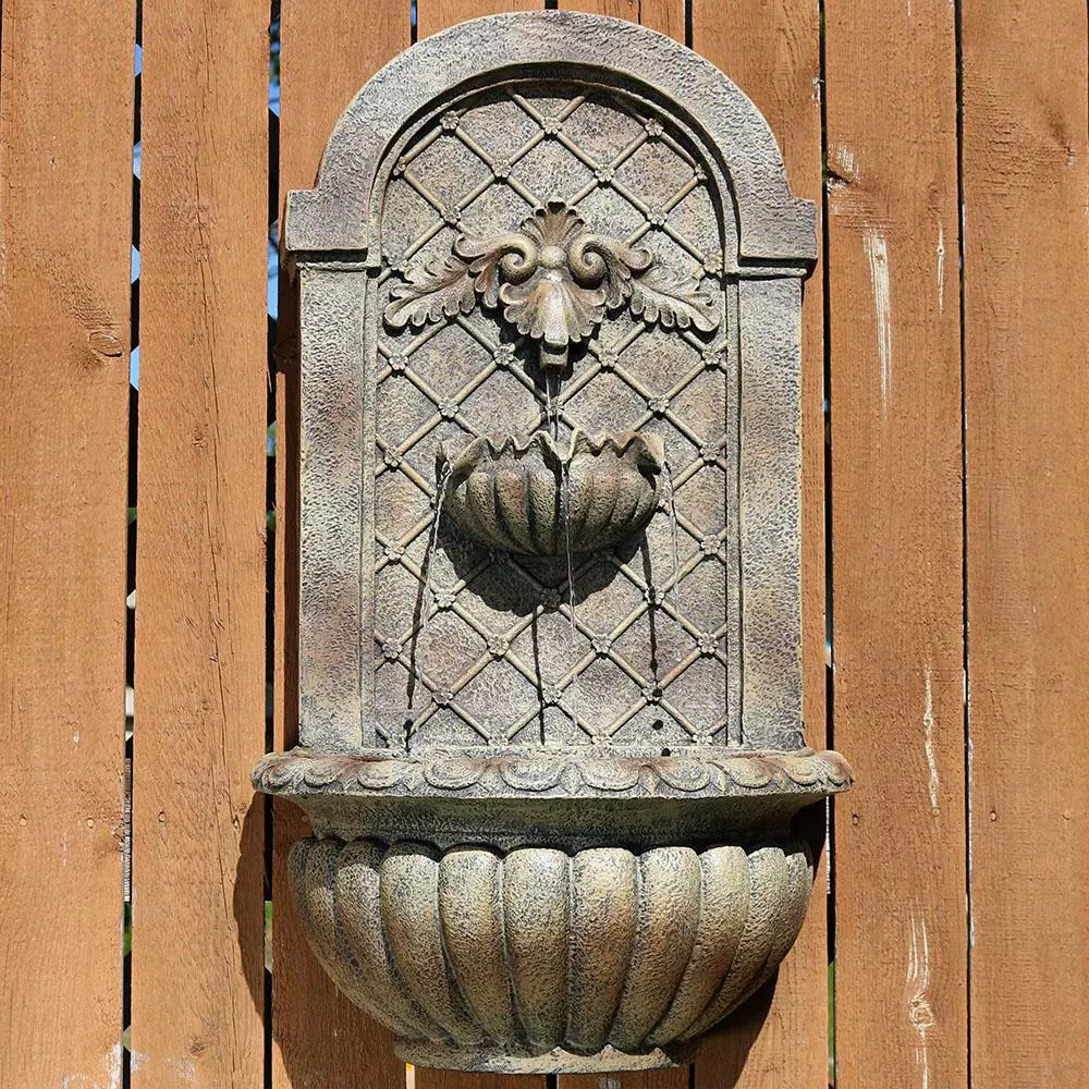 Sunnydaze Decor Venetian Florentine Stone Outdoor Wall Water Fountain