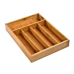 Seville Classics 5-Compartment Bamboo Utensil Drawer Organizer Tray, 14 x 10.25 in. thumbnail 3