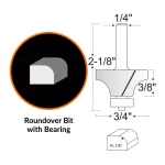 WEN 3-Piece Carbide Tipped Router Bit Set with Heat-Treated HSS Design thumbnail 5
