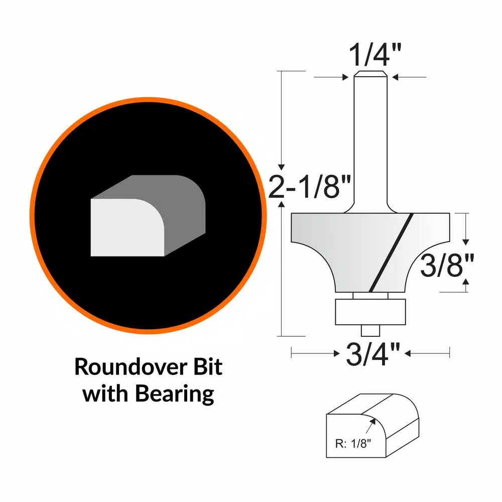 WEN 3-Piece Carbide Tipped Router Bit Set with Heat-Treated HSS Design