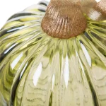 Glitzhome Green Crackle Glass Short Pumpkin - 5.91 in. Hand Blown Glass Fall Tabletop Decor thumbnail 4
