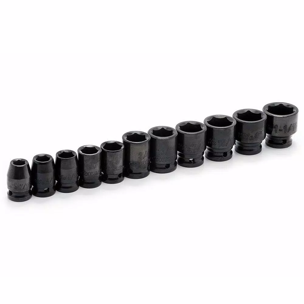 Husky 11-Piece 1/2 in. Drive SAE Standard Impact Socket Set