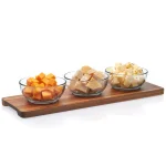 Libbey Acaciawood 4-Piece Condiment Server Set with Glass Bowls and Wood Serving Board thumbnail 2