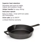 Ecolution Farmhouse 9.5 in. Cast Iron Frying Pan, Pre-Seasoned Black thumbnail 3