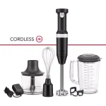 KitchenAid Cordless Variable Speed Hand Blender with Chopper and Whisk Attachments, Black Matte thumbnail 1