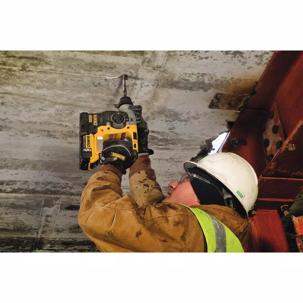 DEWALT 20V MAX XR Brushless 1 in. SDS Plus L-Shape Rotary Hammer Kit with Dust Extractor & (2) 5.0 Ah Batteries