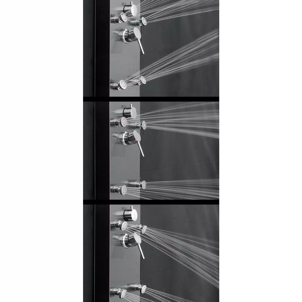AKDY 65 in. 8-Jet Shower Panel System, Space Gray Brushed Stainless Steel with Rainfall, Waterfall & Wand