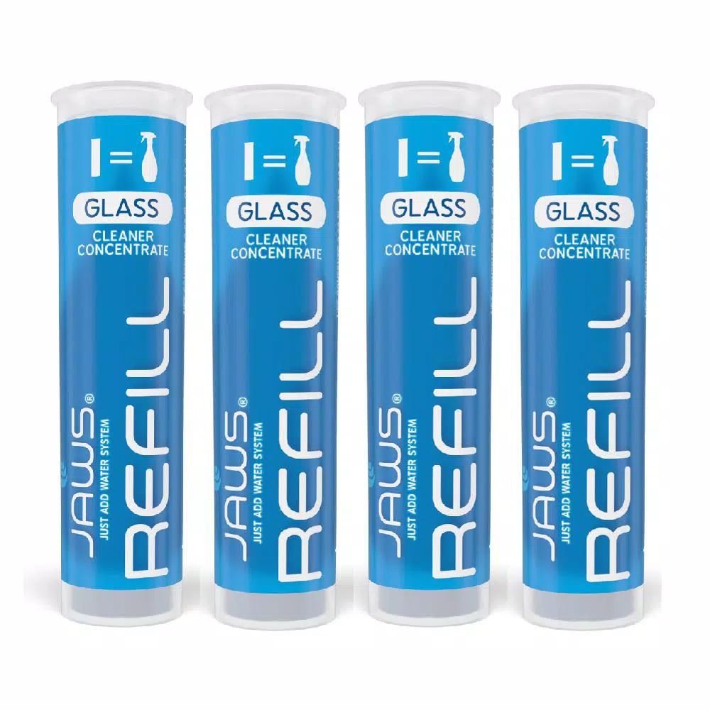 JAWS Ammonia-Free Glass Cleaner Concentrated Refill Pods, Streak-Free Formula (4-Pack)