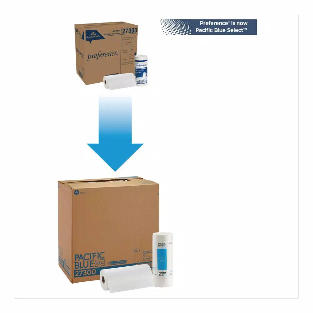 Georgia-Pacific Pacific Blue Select Perforated Paper Towels, 2-Ply, White, 100 Sheets per Roll, 30 Rolls per Carton
