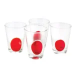 Abigails 8 oz. Clear Glass Double Old Fashioned Tumblers with Red Dot Design, Set of 4 thumbnail 1