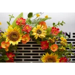 Unbranded 22 in. Sunflower Wreath with Purple Wildflowers and Green Ivy thumbnail 3