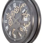 Yosemite Home Decor Yosemite Home Paris II Gear Wall Clock - Industrial Black and Gold Round Analog Clock thumbnail 2
