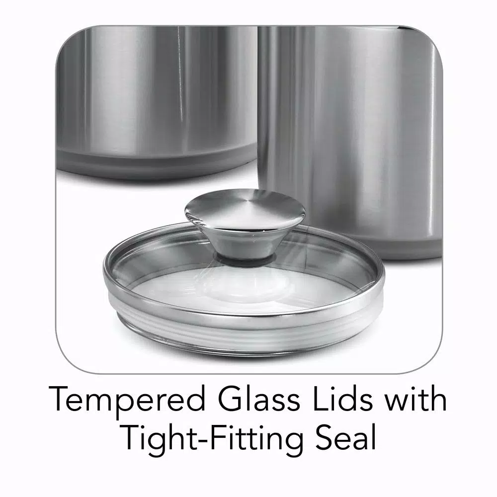 Tramontina Gourmet 4-Piece 18/10 Stainless Steel Canister Set with Tempered Glass Lids