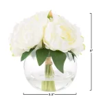 Pure Garden 8 in. Cream Rose Artificial Floral Arrangement in Glass Vase thumbnail 6