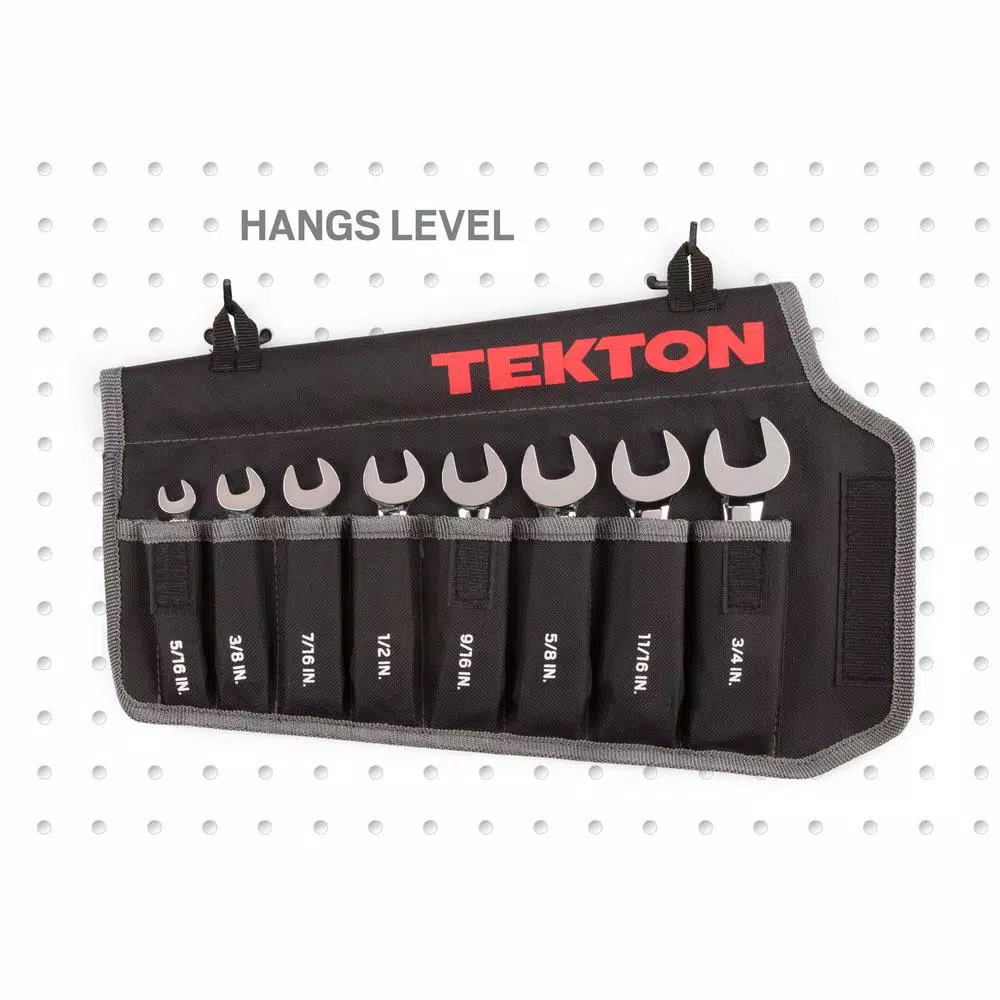 TEKTON 8-Piece Stubby Ratcheting Combination Wrench Set, 5/16 in. to 3/4 in.