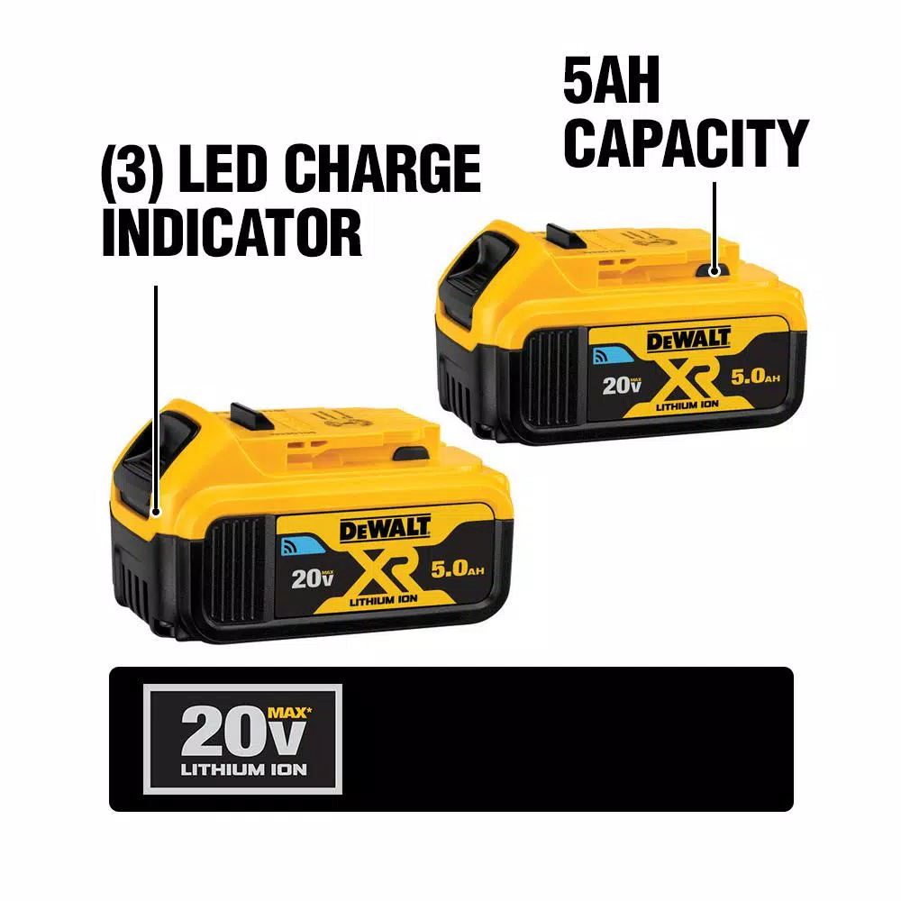 DEWALT 20V MAX XR 1/2 in. Brushless Hammer Drill/Driver Kit with Tool Connect, (2) 5 Ah Batteries & Charger