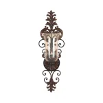 LITTON LANE Antique Gold Flourished Iron Candle Sconce with Clear Glass Hurricane Shade thumbnail 4