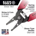 Klein Tools 6-1/4 in. Wire Stripper and Cutter for 6-12 AWG Stranded Wire thumbnail 2