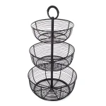 Gourmet Basics by Mikasa Mikasa Gourmet Basics 3-Tier Round Wrought Iron Fruit Basket, Black thumbnail 1