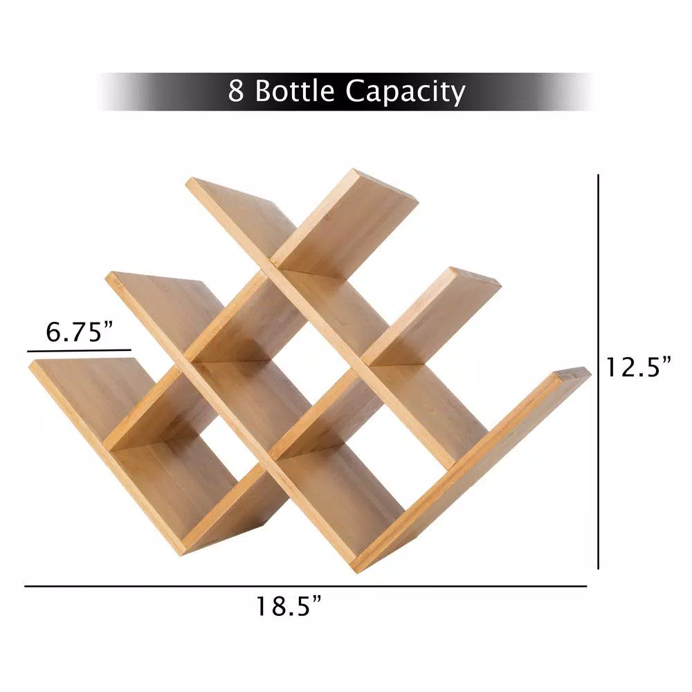 Unbranded Weymouth Home Bamboo 8-Bottle Tabletop Wine Rack, Freestanding Wine Holder