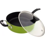 Hampton Bay Ozeri Green Earth 5.3 qt. Aluminum Ceramic Nonstick Sauce Pan with Glass Lid, Green thumbnail 1