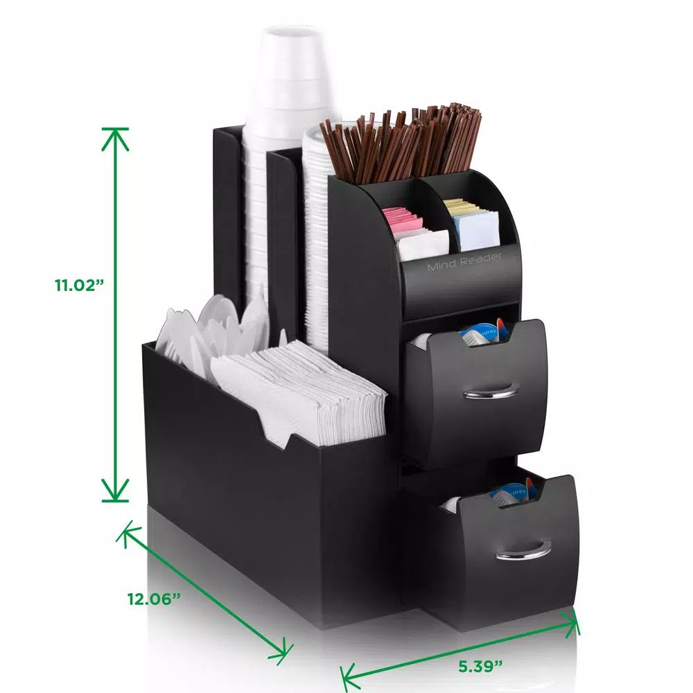 Mind Reader All-in-One Black K-Cup Storage Organizer and Napkin Holder