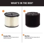 RIDGID Replacement Filter Set: VF3400 Pleated Paper & VF3700 Foam Filter for 3 to 4.5 Gal. Wet/Dry Vacuums thumbnail 2