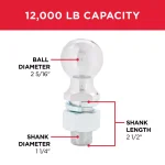 TowSmart 12,000 lb. Capacity Chrome Hitch Ball, 2-5/16 in. Ball Diameter, 1-1/4 in. Shank thumbnail 3