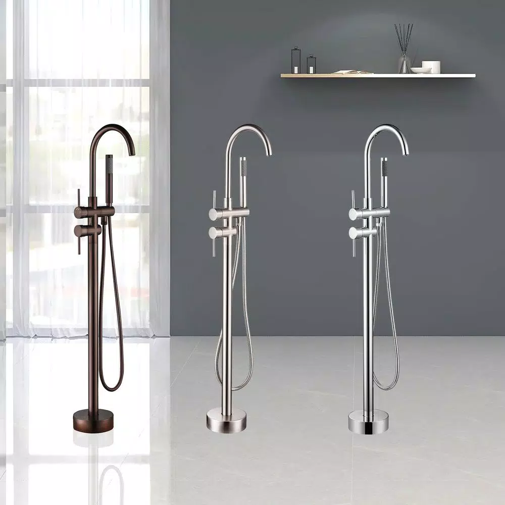 Vanity Art 46 in. Freestanding Single Handle Claw Foot Tub Faucet with Hand Shower, Oil Rubbed Bronze