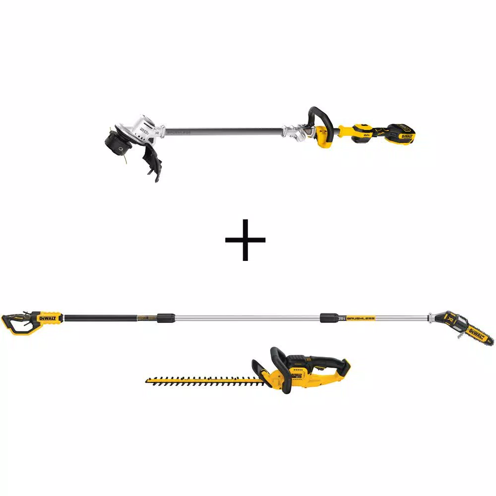 DEWALT 20V MAX Cordless Brushless 3-Tool Combo Kit: 14 in. String Trimmer, 8 in. Pole Saw & 22 in. Hedge Trimmer