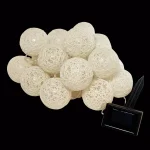 LUMABASE 20-Light Solar Cotton Globe String Lights, Warm White LED Outdoor Decorative Lights thumbnail 1