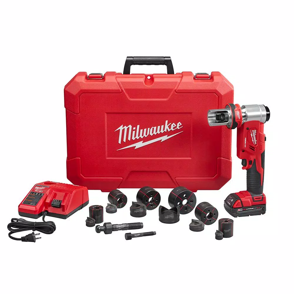 Milwaukee M18 FORCE LOGIC 6 Ton Cordless Knockout Tool Kit with 2.0 Ah Battery and Die Set