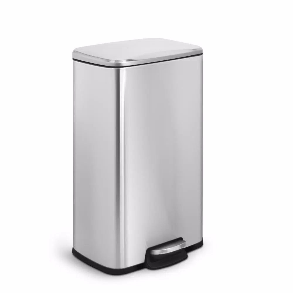 Innovaze 8 Gallon Stainless Steel Rectangular Step-On Kitchen Trash Can with Fingerprint Resistant Finish