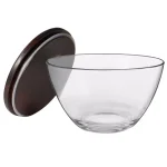 Libbey Urban Story 116 oz Extra-Large Glass Serving Bowl with Wood Lid, Clear thumbnail 1