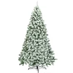 Costway 7.5 ft. Snow Flocked Hinged Pine Artificial Christmas Tree, 1346 Tips, Unlit thumbnail 1