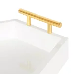 Kate and Laurel Lipton White Glossy Decorative Hexagon Tray with Gold Metal Handles thumbnail 3