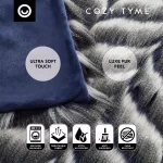 Unbranded Caron Navy Reversible Faux Fur and Micromink Throw Blanket, 50 in. x 60 in. thumbnail 6
