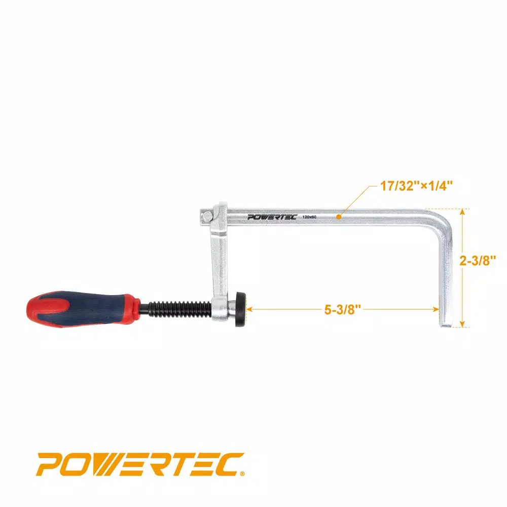 POWERTEC 2-Pack Quick Screw Down Guide Rail Clamps, 5-3/8 in. Opening, 2-3/8 in. Throat Depth