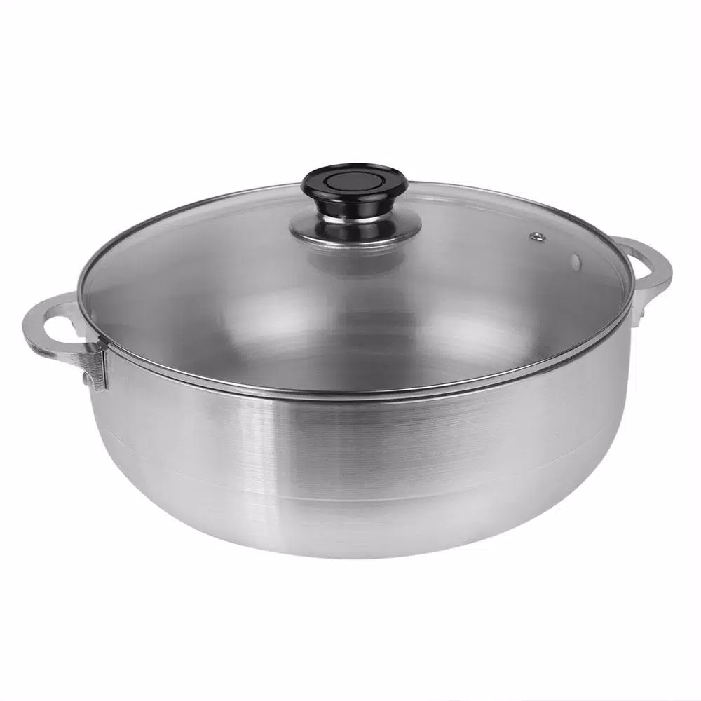 Home Basics 14.25 in. Aluminum Caldero with Glass Lid, 7 qt. Multi-Pot