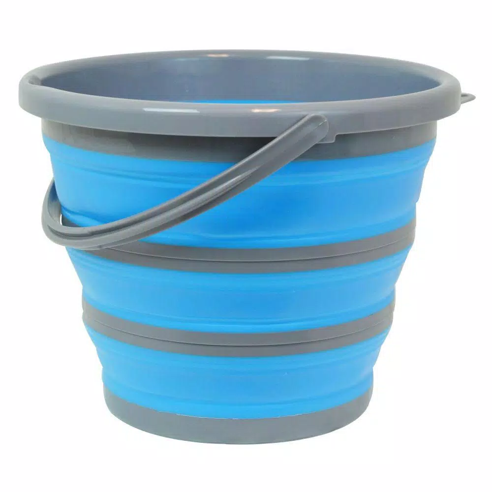 Southern Homewares 2.65 Gal. Blue Collapsible Deluxe Silicone Bucket with Stability Rings