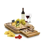 Bambusi Bambsi Bamboo Cheese Board and Cutlery Set with Slide Out Drawer and 4 Utensils thumbnail 8