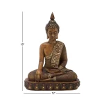 LITTON LANE Polystone Sitting Buddha Sculpture with Mirrored Accents and Bronze Finish thumbnail 6
