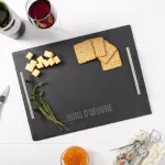 Cathy's Concepts Natural Slate Serving Tray with Metal Handles, 15.75 in. Rectangular Appetizer Board thumbnail 2