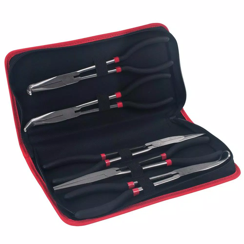 KING 5-Piece Long Nose Pliers Set, 11 in. Straight, 90-Degree, 45-Degree, Hose, Cable, and Flat Nose