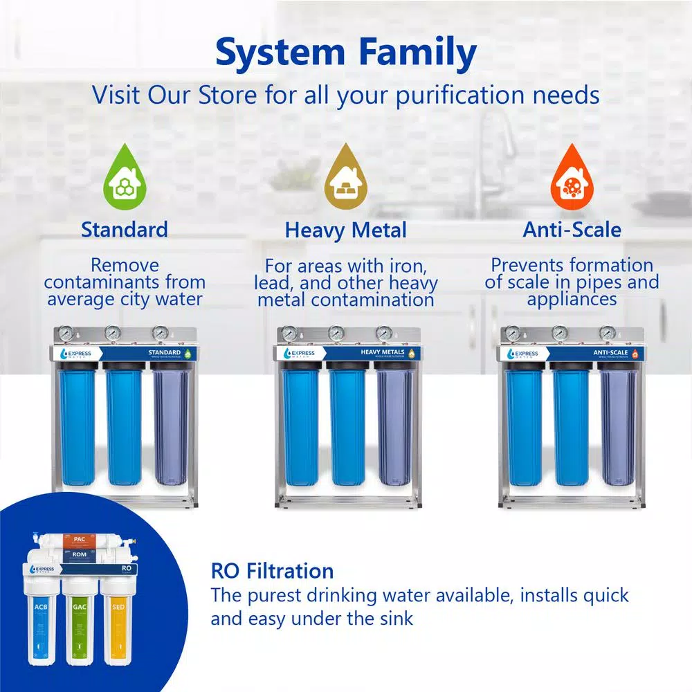 Express Water 1-Stage Whole House Sediment Water Filtration System with Pressure Gauge