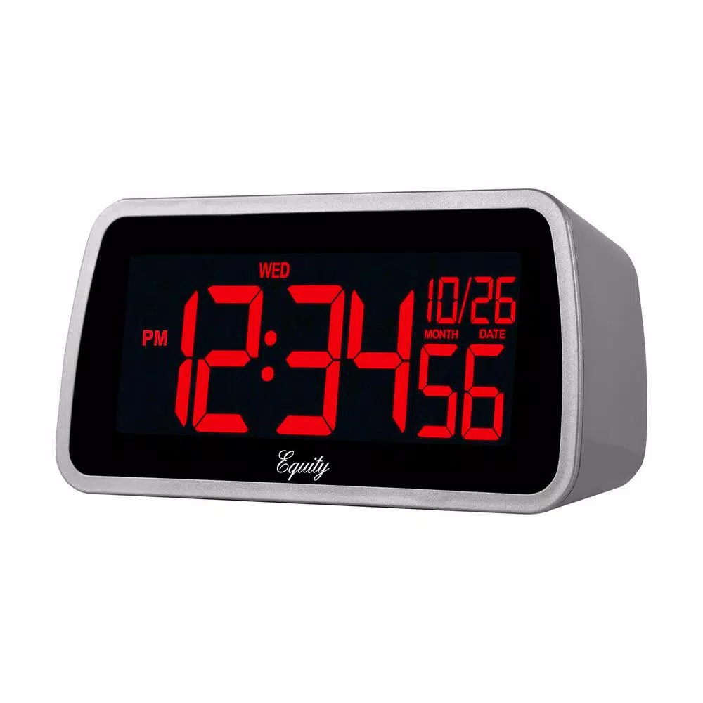 Equity by La Crosse Digital 6 x 4 in. LCD Interchangeable Color Display Alarm Clock - Silver