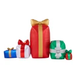 Airblown 4.43 ft. Inflatable Fuzzy Gift Box Scene with Metallic Fabric and LED Lights thumbnail 1